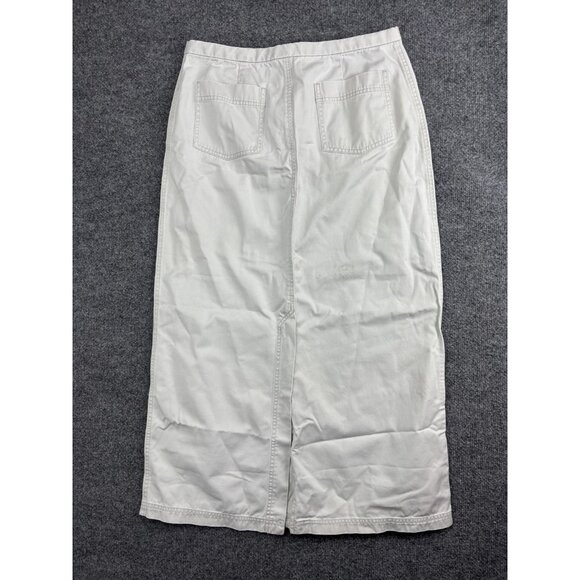 J.Crew Skirt Womens Medium Ivory Cotton Drawstring Waist Pockets Midi Back Slit - Picture 6 of 9